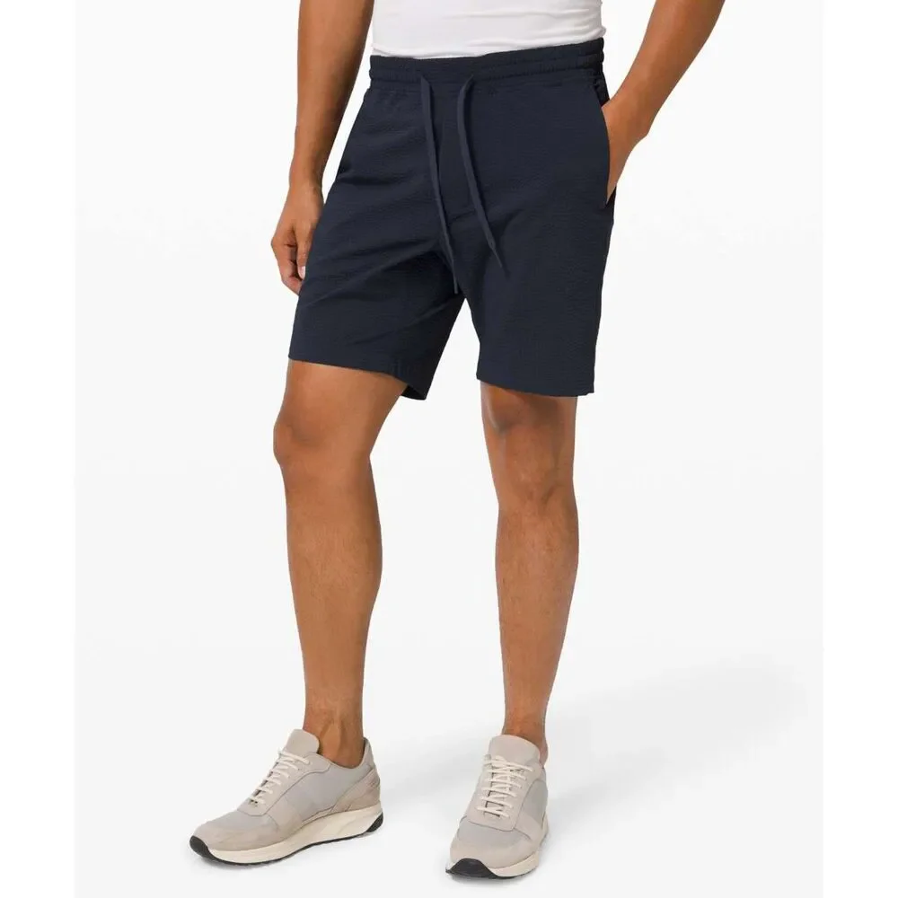 Lululemon Athletica True Navy Bowline Shorts Seersucker Mens Size Large